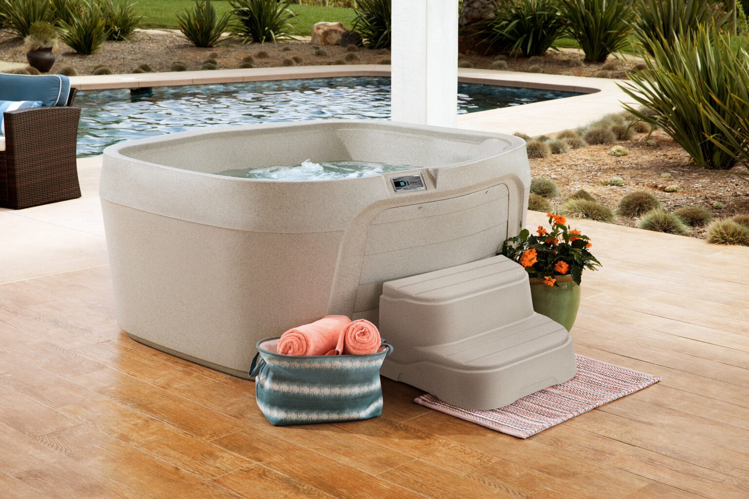 spa Hot Spring Cascina collection Freeflow sur terrasse